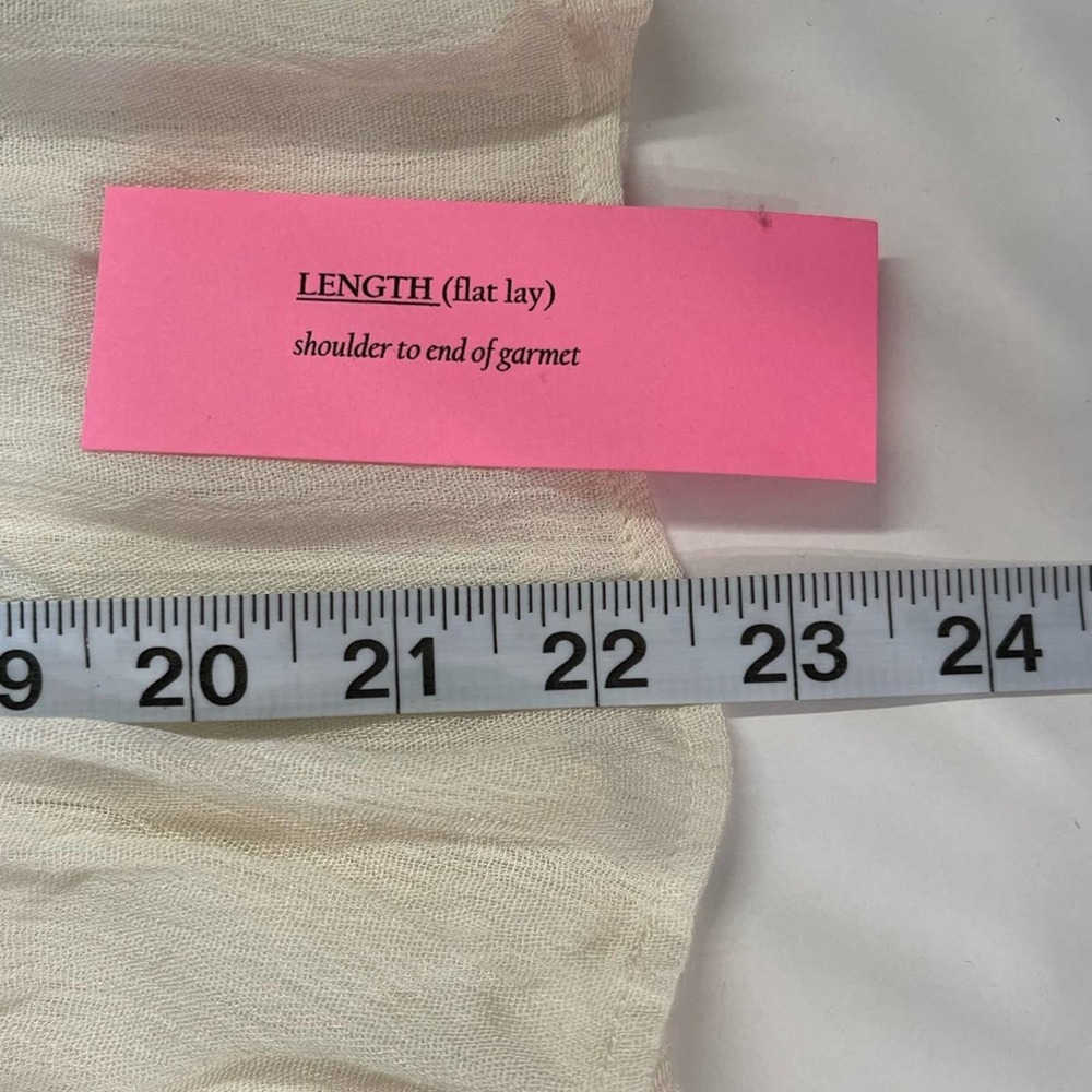 SEE U SOON Boho Style Beige w/Multi Color Cap Ruffled Sleeves & Banded Waistline - Picture 7 of 10